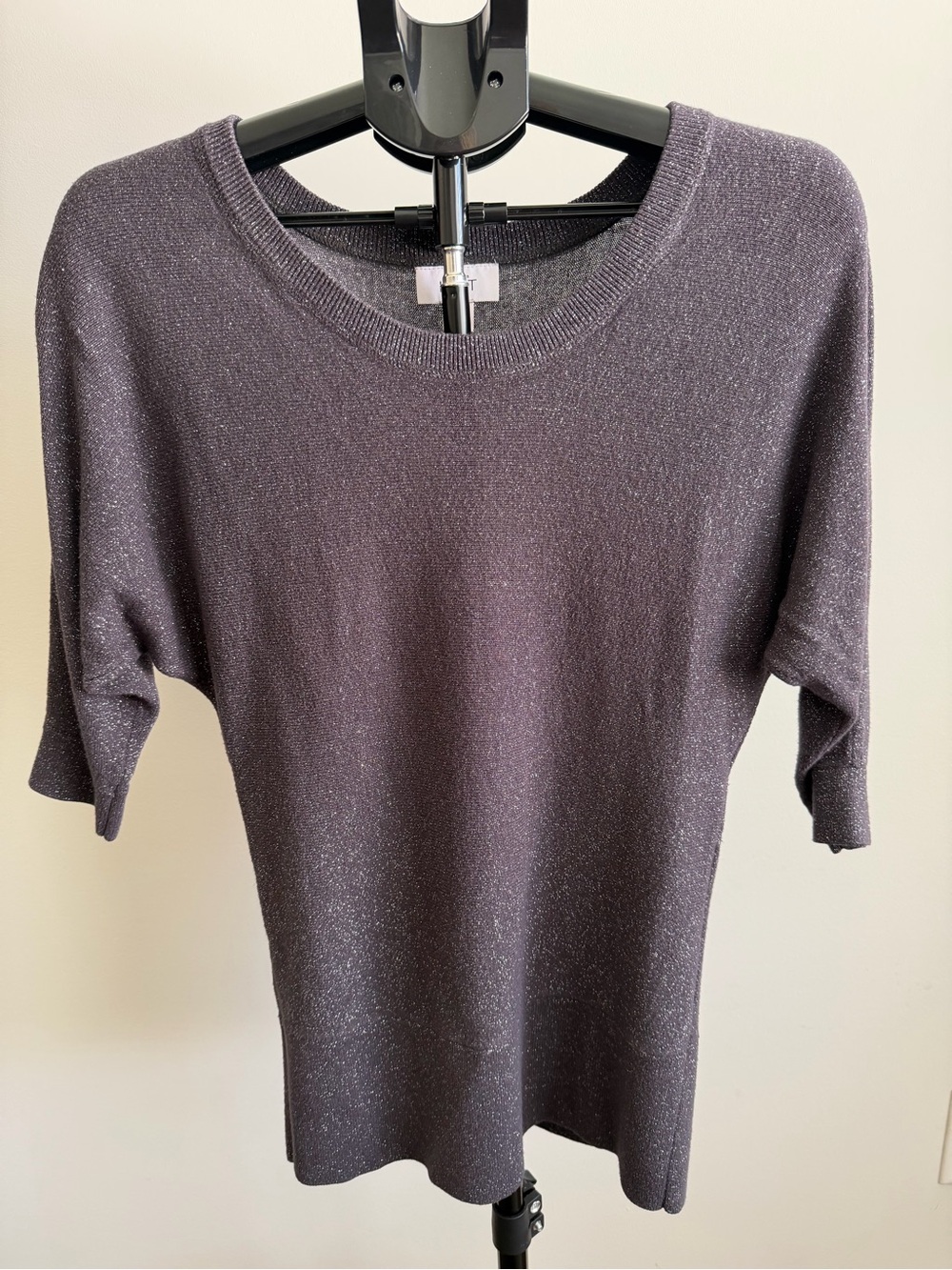 Women's Shimmery Boatneck Sweater - Charcoal